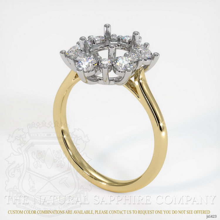 14K White & Yellow Halo Ring Setting