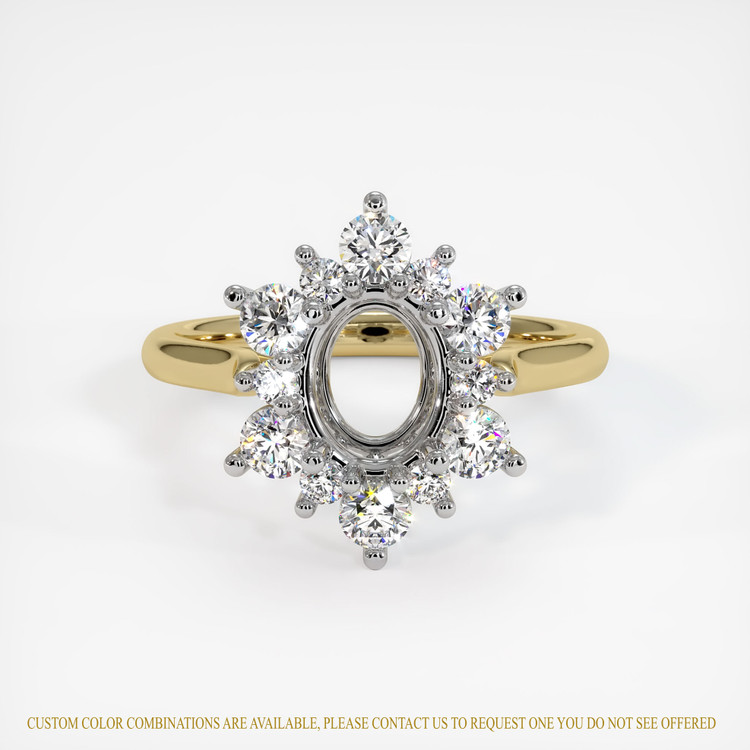 14K White & Yellow Halo Ring Setting