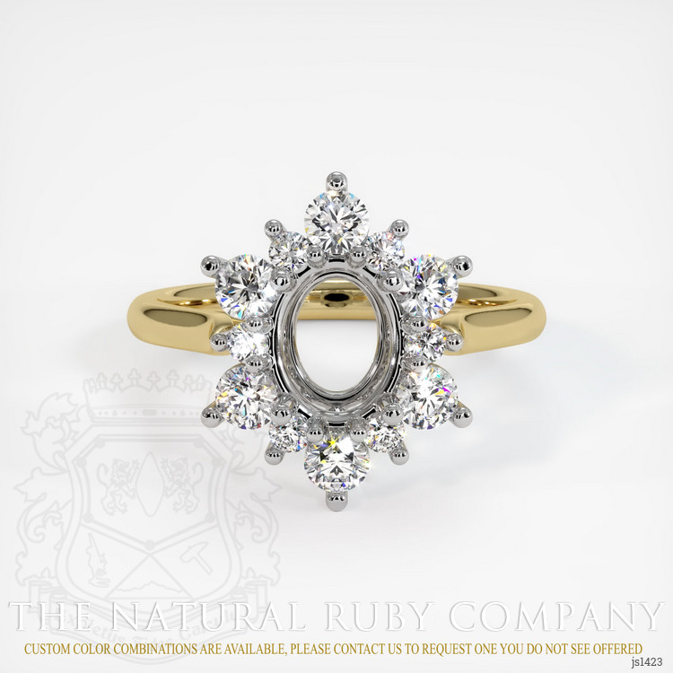 14K White & Yellow Halo Ring Setting
