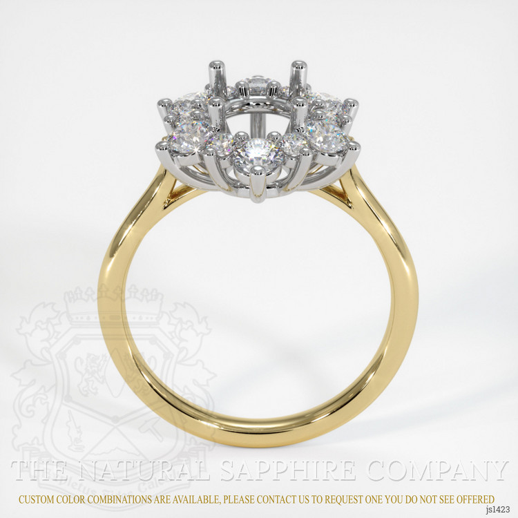 14K White & Yellow Halo Ring Setting