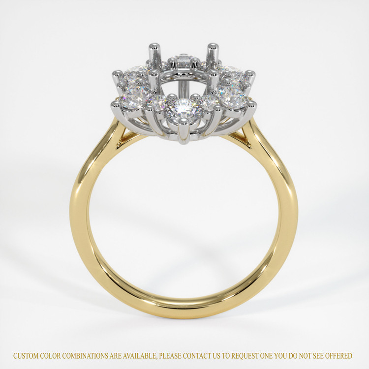 14K White & Yellow Halo Ring Setting