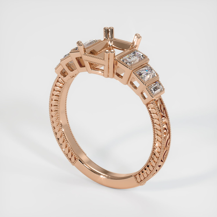 18K Rose Gold Antique Style Ring Setting