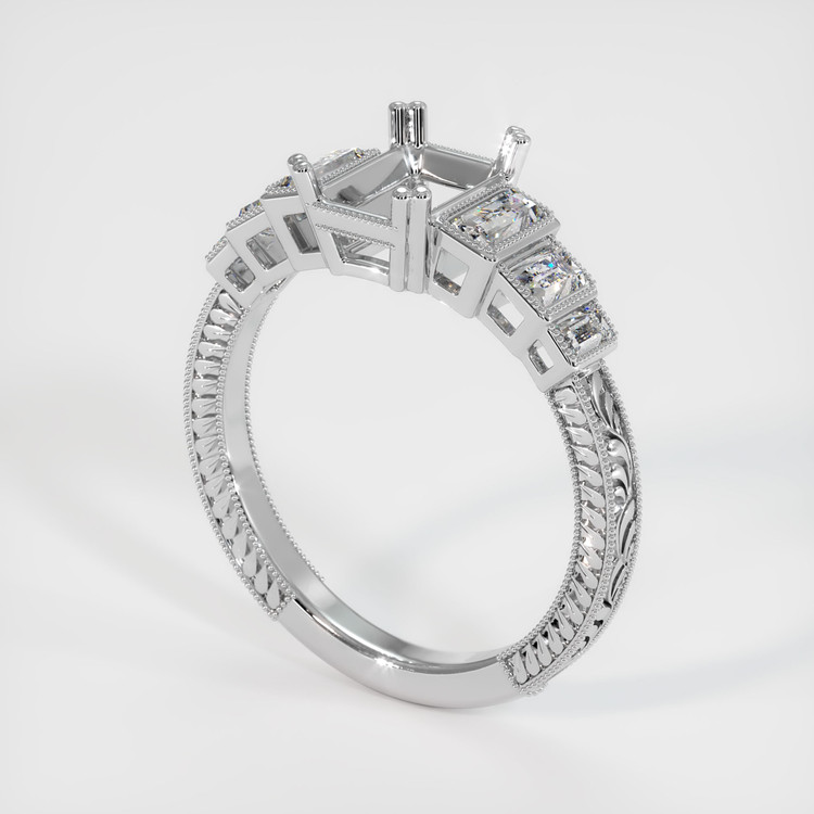 14K White Gold Antique Style Ring Setting