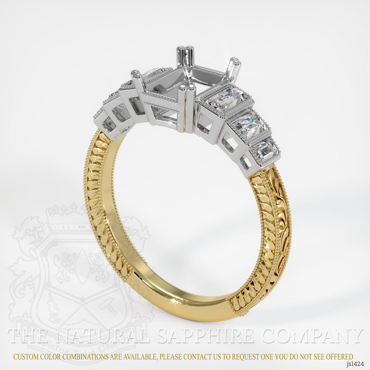 14K White & Yellow Antique Style Ring Setting
