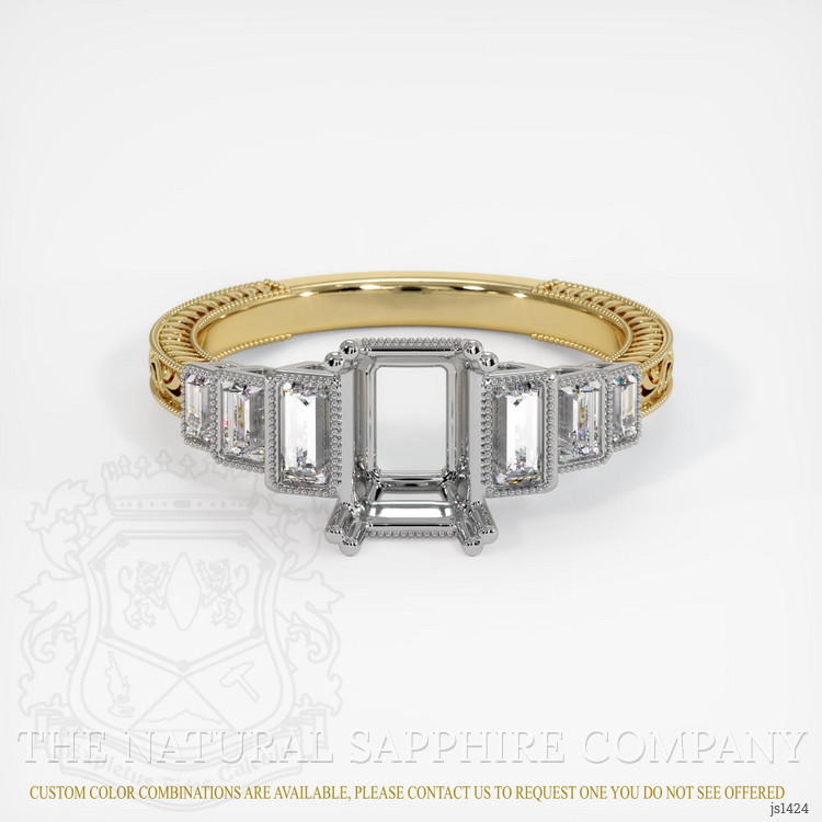 14K White & Yellow Antique Style Ring Setting