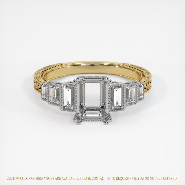 14K White & Yellow Antique Style Ring Setting