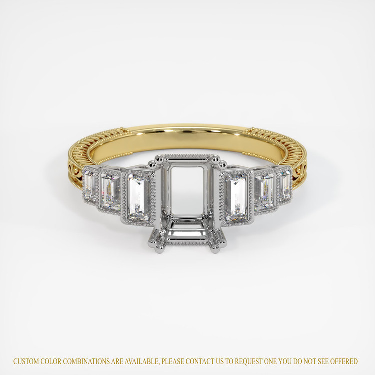 18K White & Yellow Antique Style Ring Setting