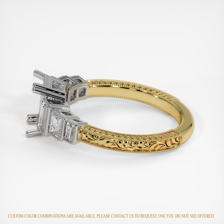 18K White & Yellow Antique Style Ring Setting