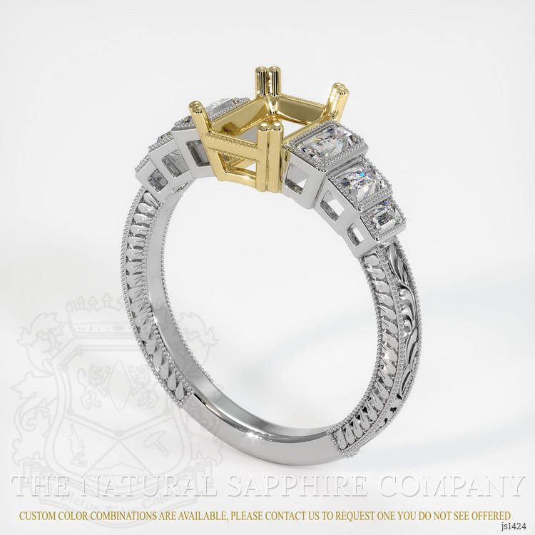 18K Yellow & White Antique Style Ring Setting
