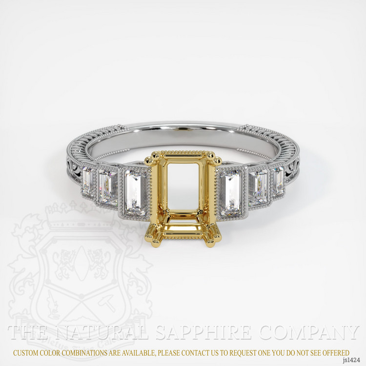 18K Yellow & White Antique Style Ring Setting