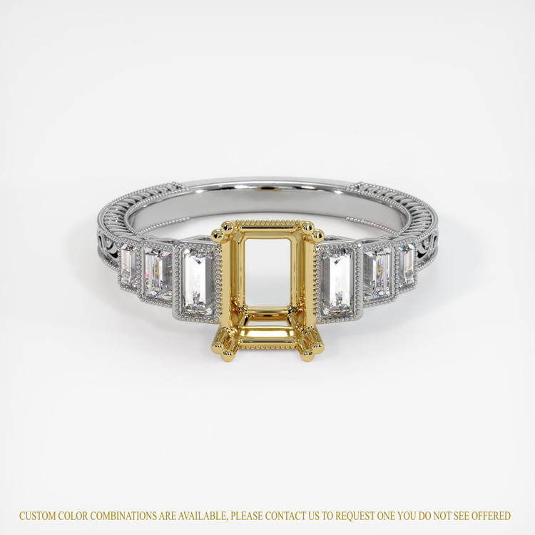 18K Yellow & White Antique Style Ring Setting