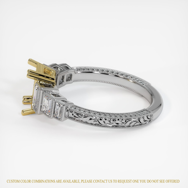 18K Yellow & White Antique Style Ring Setting
