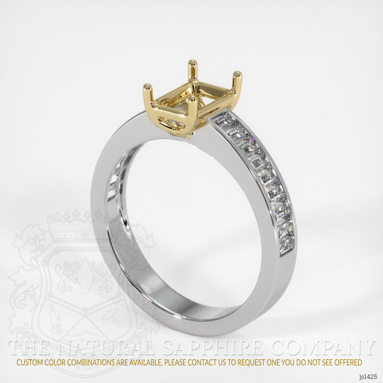 18K Yellow & White Accent Stones Ring Setting