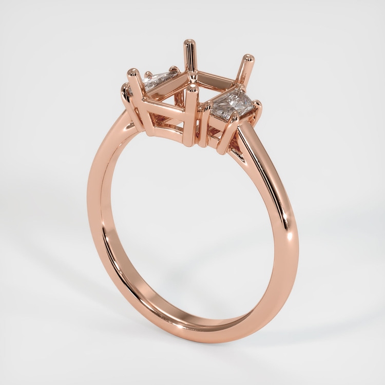 14K Rose Gold Three Stone Ring Setting