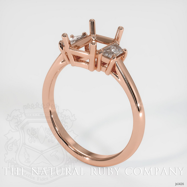 14K Rose Gold Three Stone Ring Setting