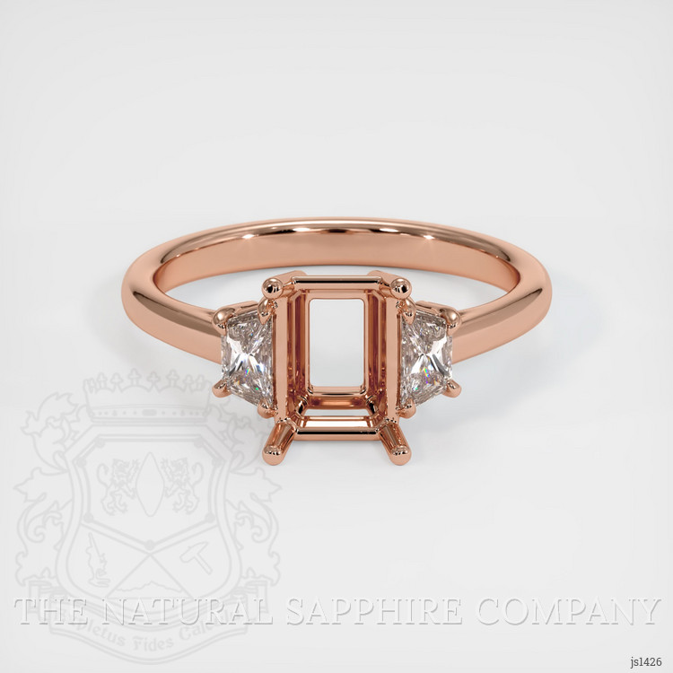 14K Rose Gold Three Stone Ring Setting