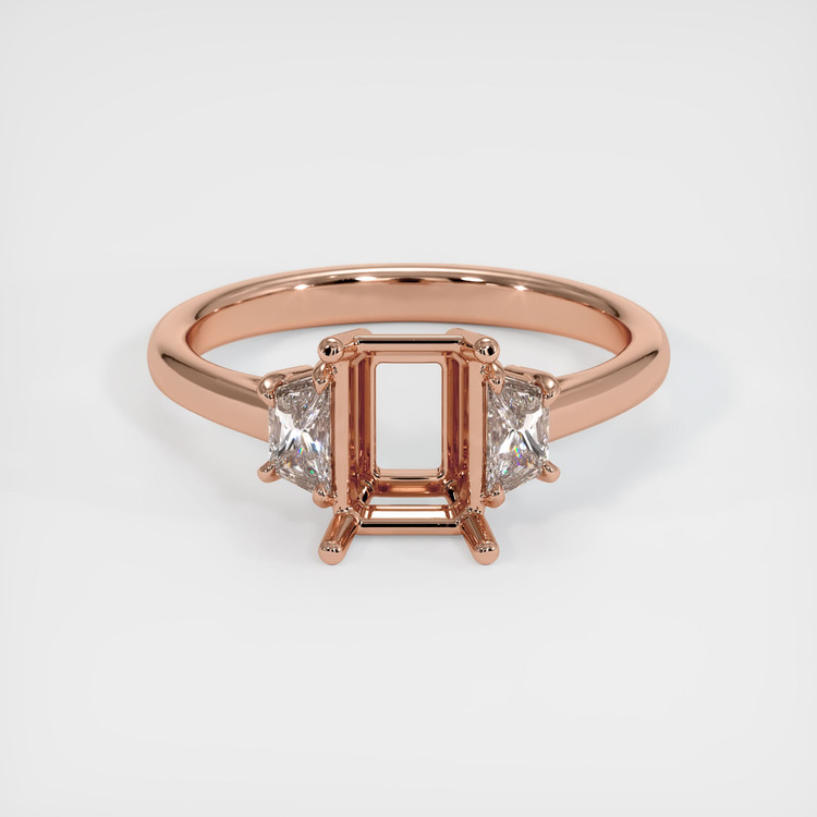 14K Rose Gold Three Stone Ring Setting