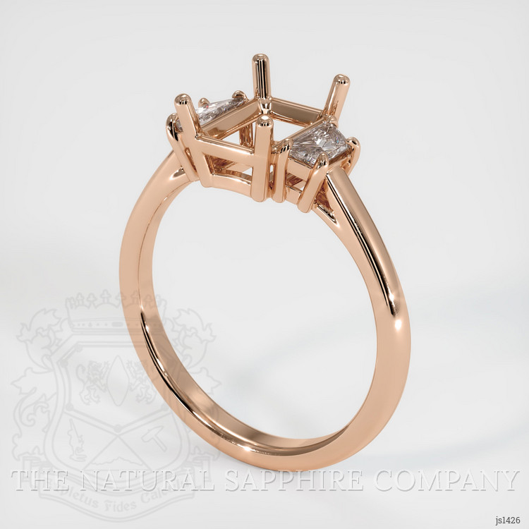 18K Rose Gold Three Stone Ring Setting