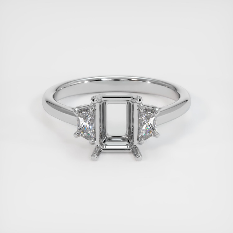 18K White Gold Three Stone Ring Setting