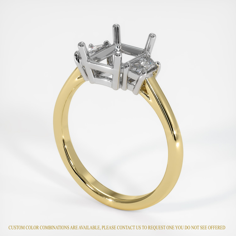 14K White & Yellow Three Stone Ring Setting