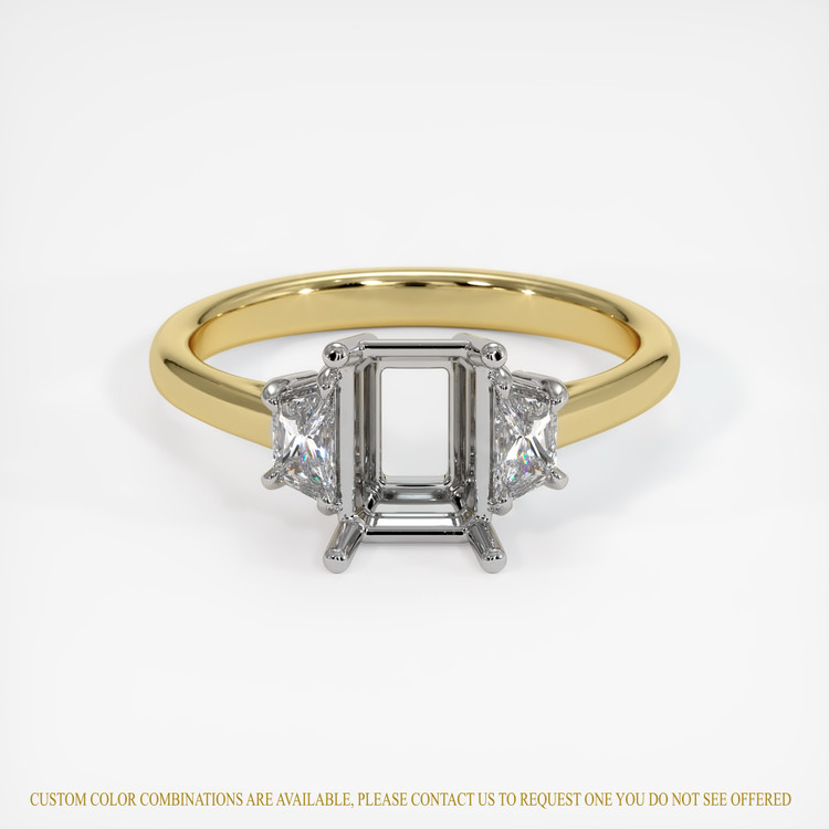 14K White & Yellow Three Stone Ring Setting