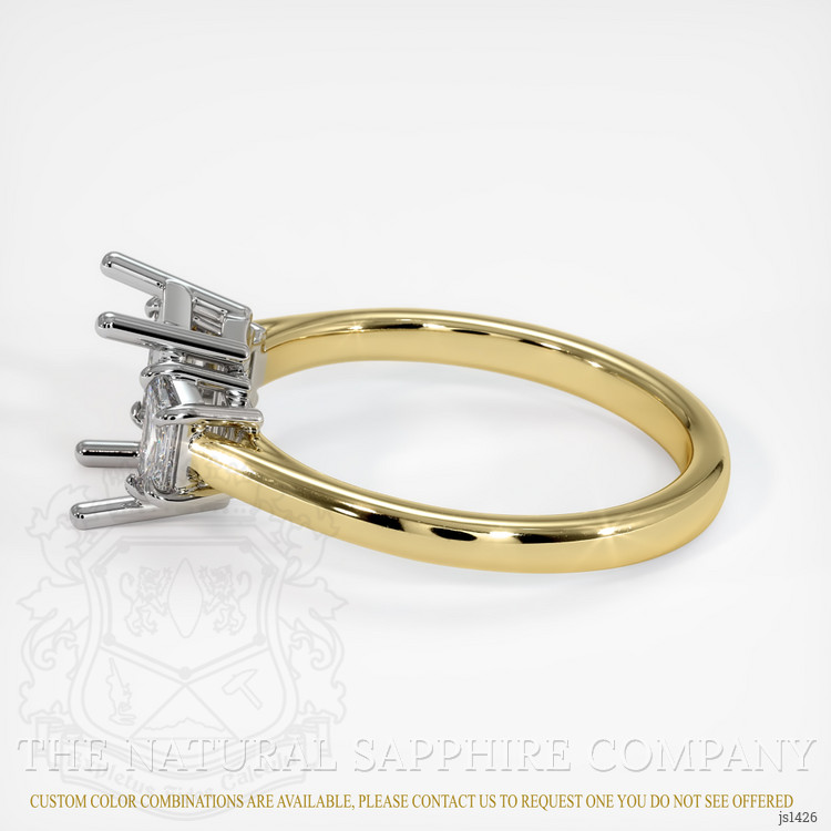 14K White & Yellow Three Stone Ring Setting