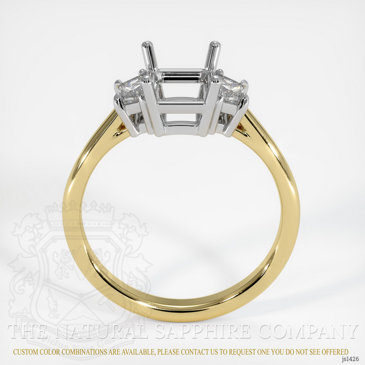 14K White & Yellow Three Stone Ring Setting