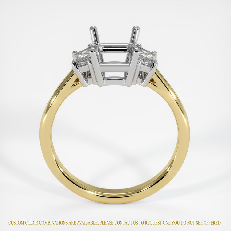 14K White & Yellow Three Stone Ring Setting