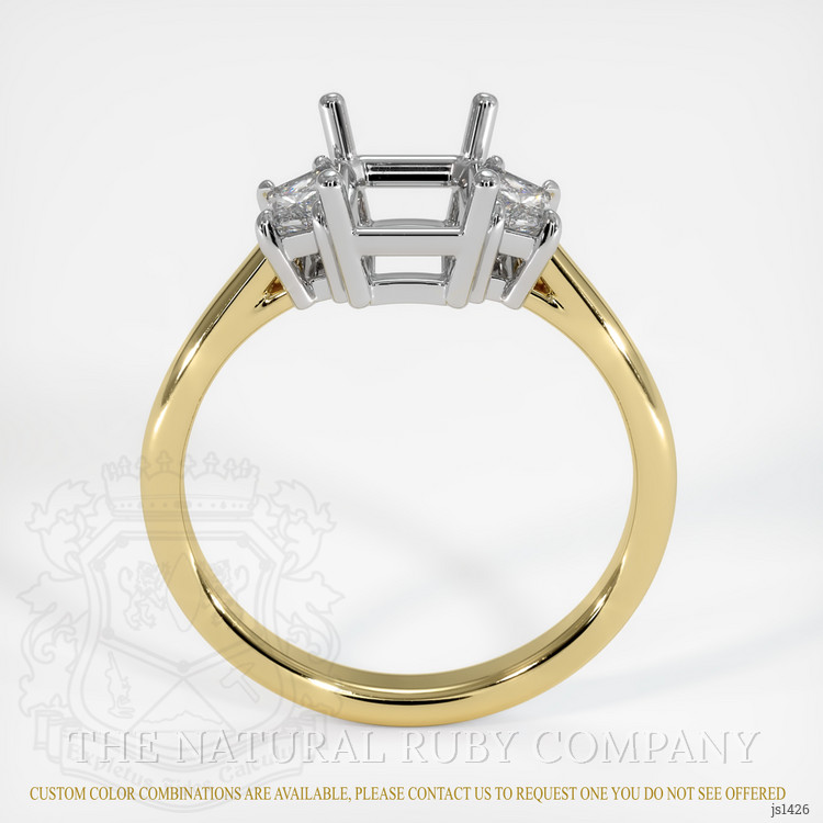 14K White & Yellow Three Stone Ring Setting