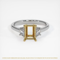 14K Yellow & White Three Stone Ring Setting Image