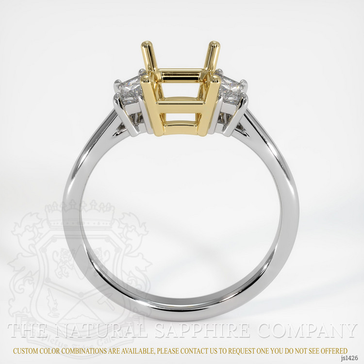 14K Yellow & White Three Stone Ring Setting