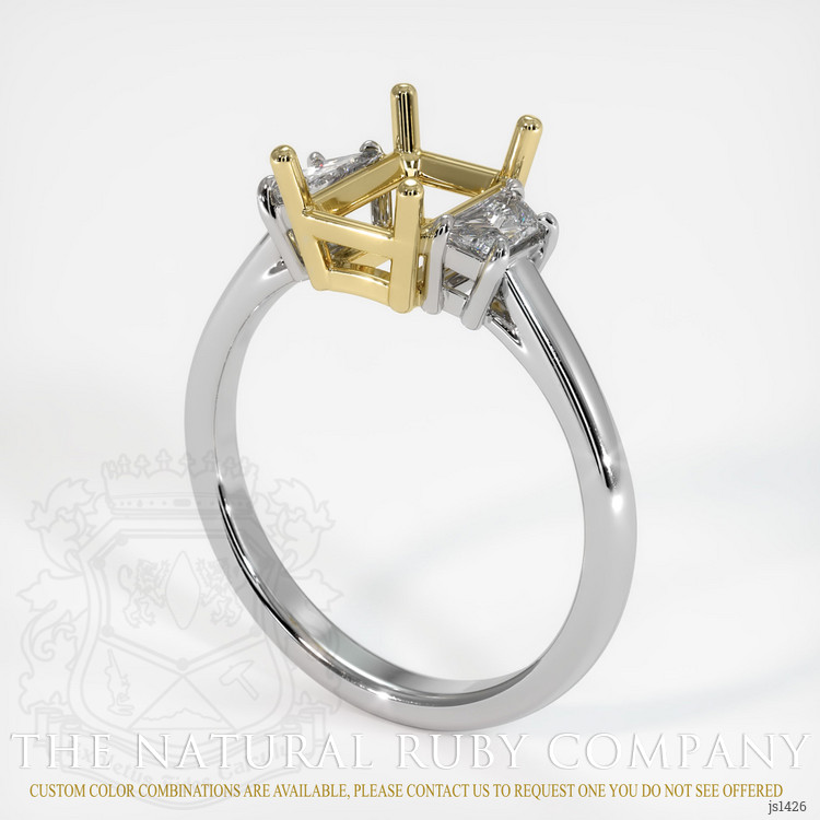 18K Yellow & White Three Stone Ring Setting