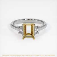 18K Yellow & White Three Stone Ring Setting Image