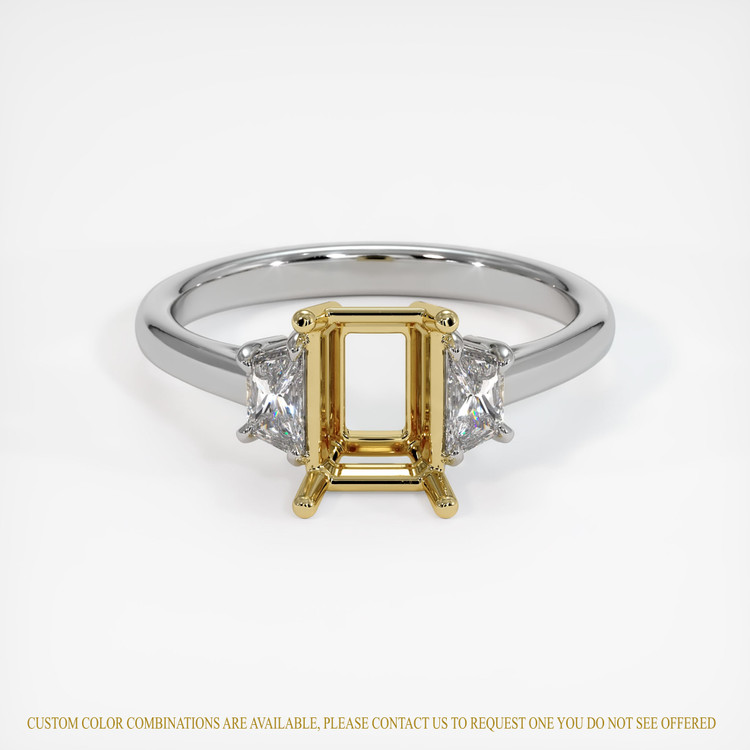 18K Yellow & White Three Stone Ring Setting