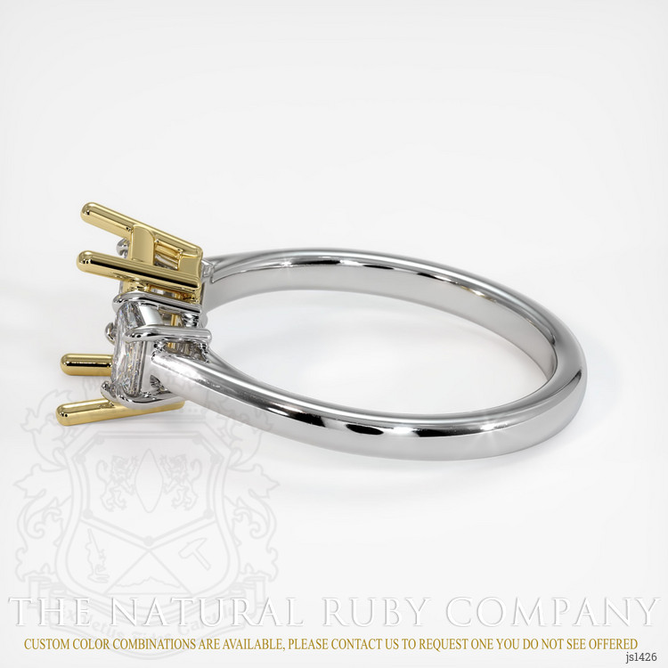 18K Yellow & White Three Stone Ring Setting