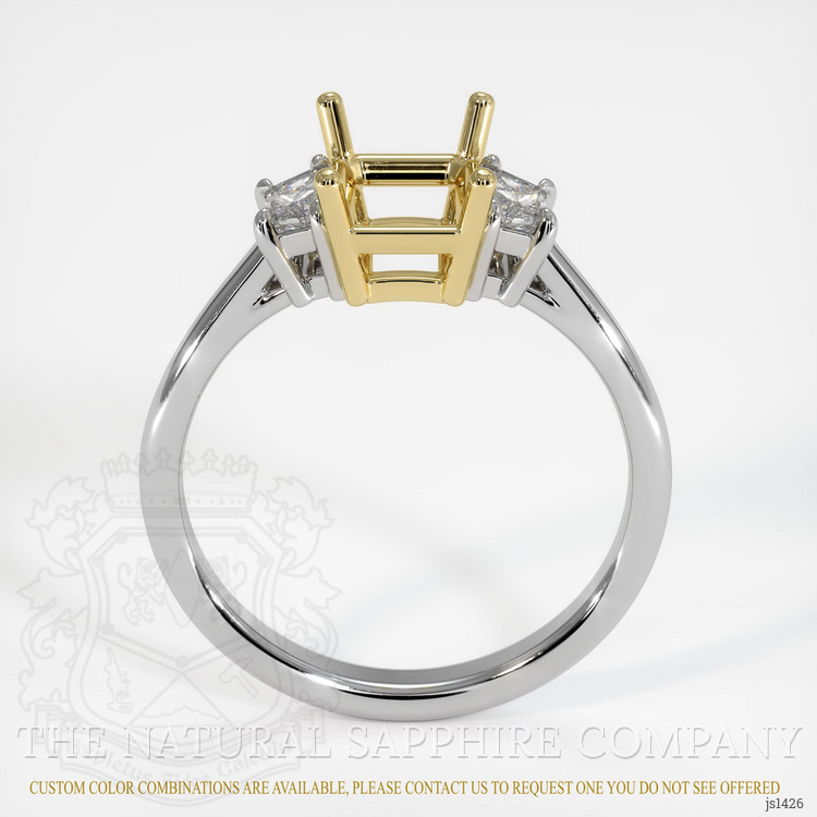 18K Yellow & White Three Stone Ring Setting