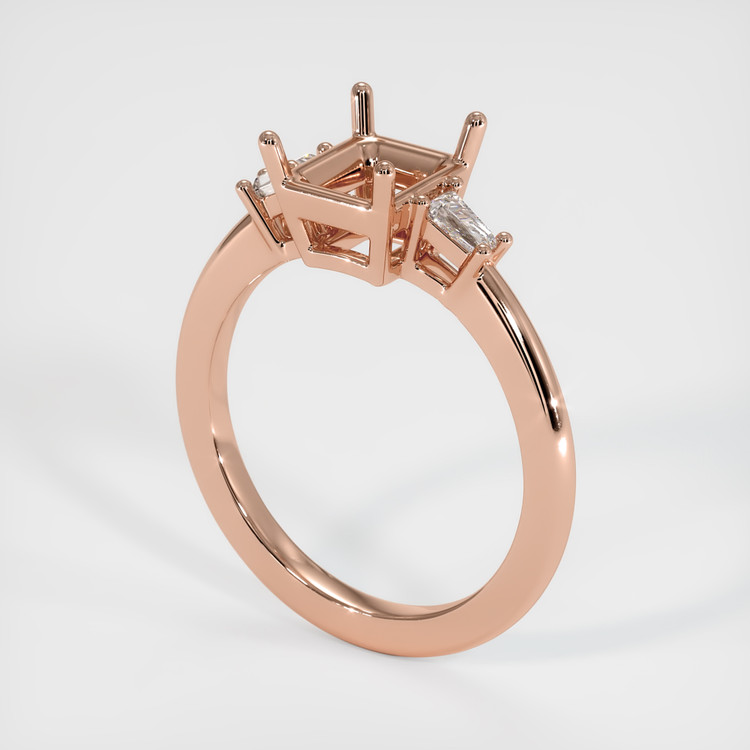 14K Rose Gold Three Stone Ring Setting