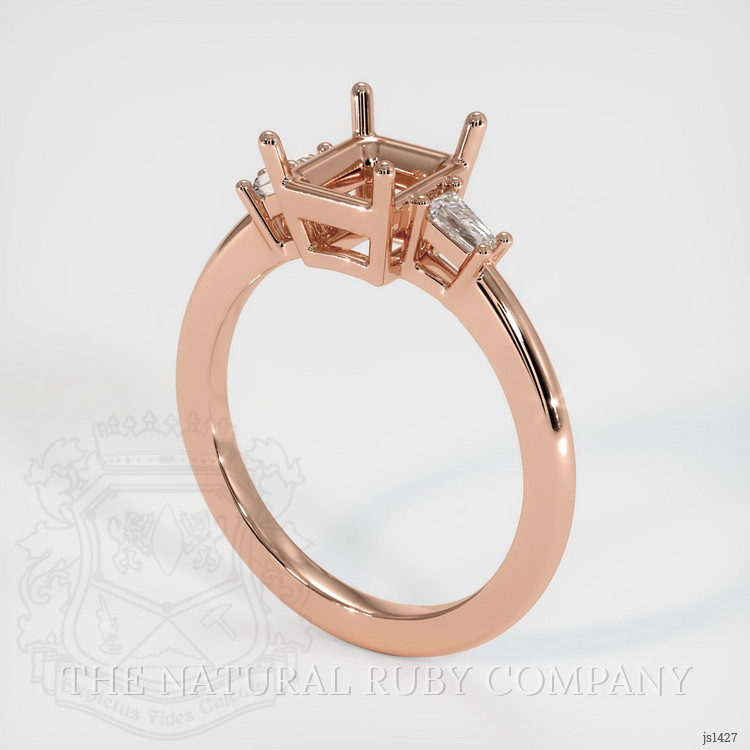 14K Rose Gold Three Stone Ring Setting
