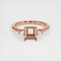 14K Rose Gold Three Stone Ring Setting Image