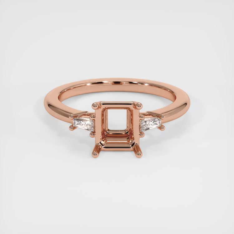 14K Rose Gold Three Stone Ring Setting