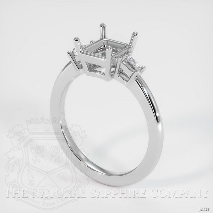 14K White Gold Three Stone Ring Setting