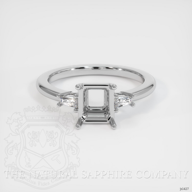 14K White Gold Three Stone Ring Setting