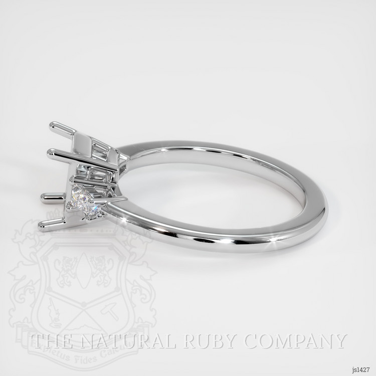 14K White Gold Three Stone Ring Setting