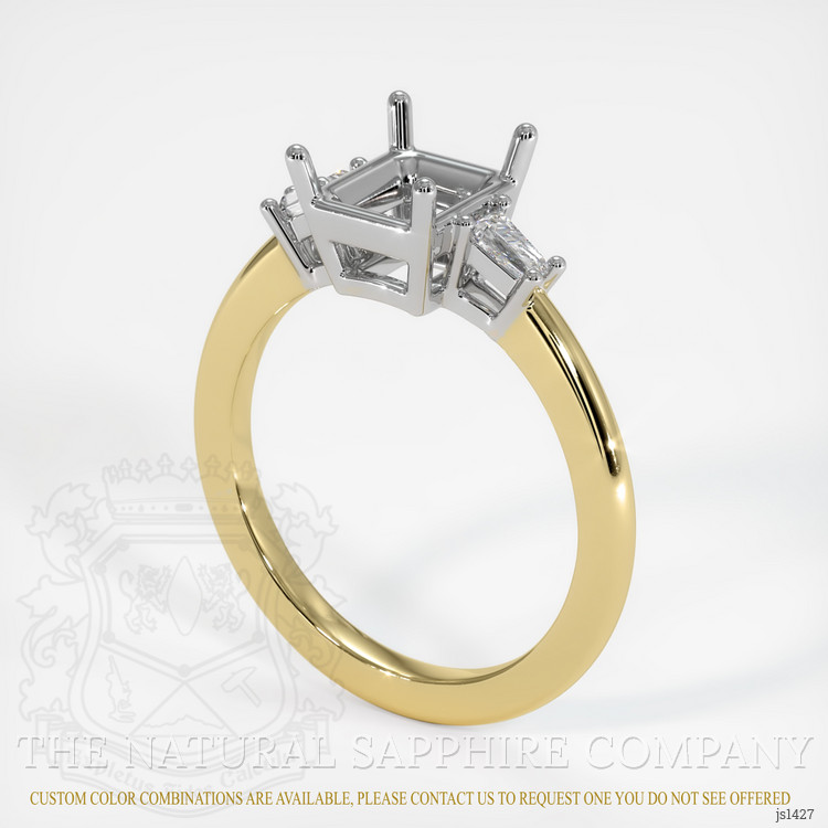 14K White & Yellow Three Stone Ring Setting