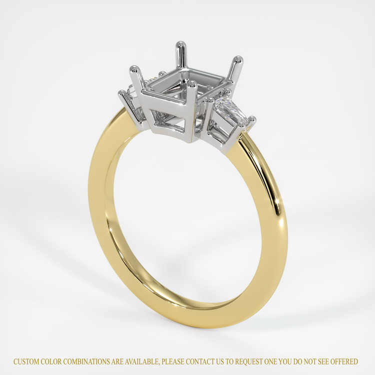 14K White & Yellow Three Stone Ring Setting