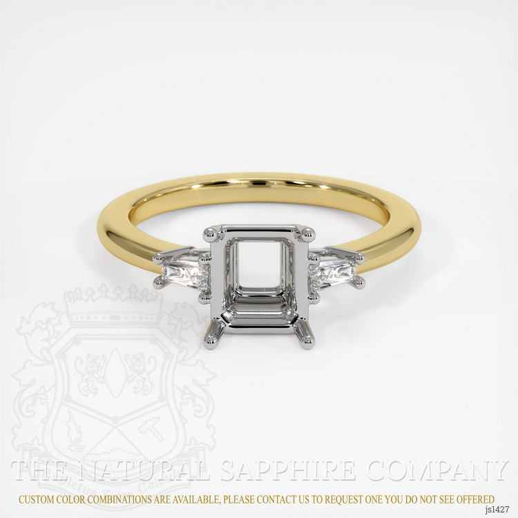 14K White & Yellow Three Stone Ring Setting