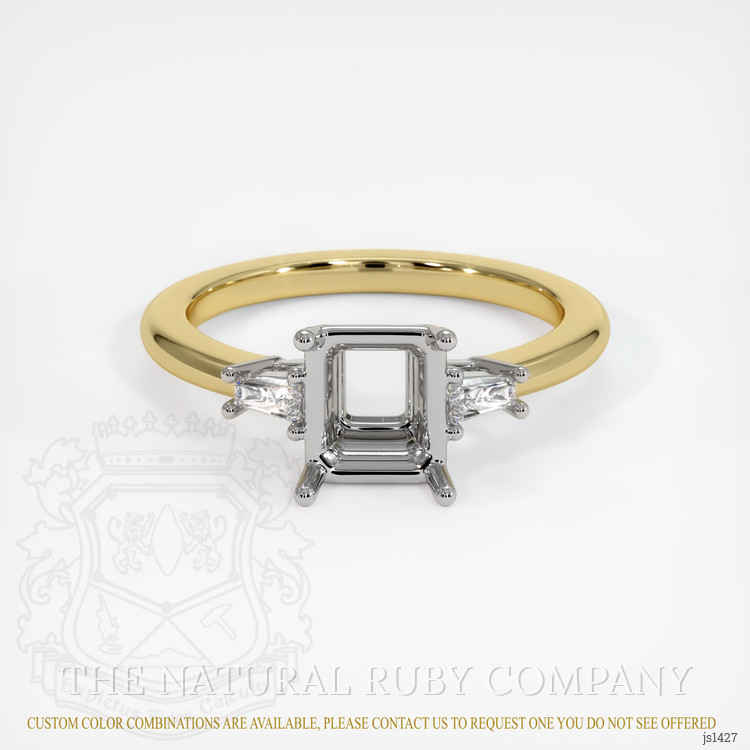 14K White & Yellow Three Stone Ring Setting