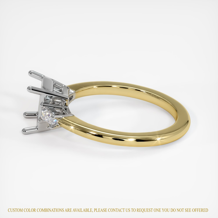 14K White & Yellow Three Stone Ring Setting
