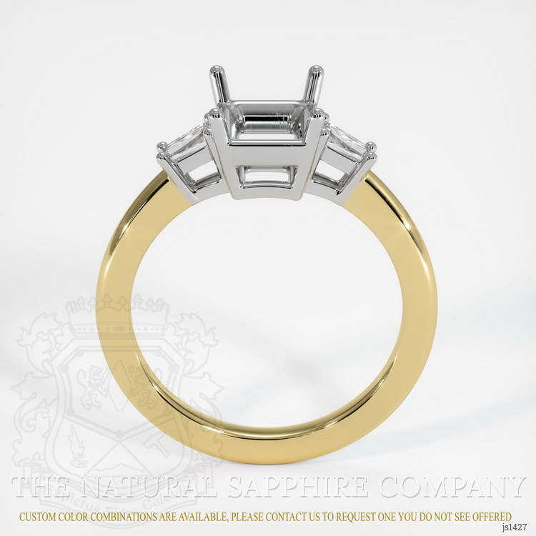 14K White & Yellow Three Stone Ring Setting