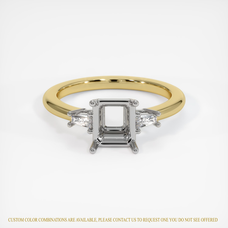18K White & Yellow Three Stone Ring Setting